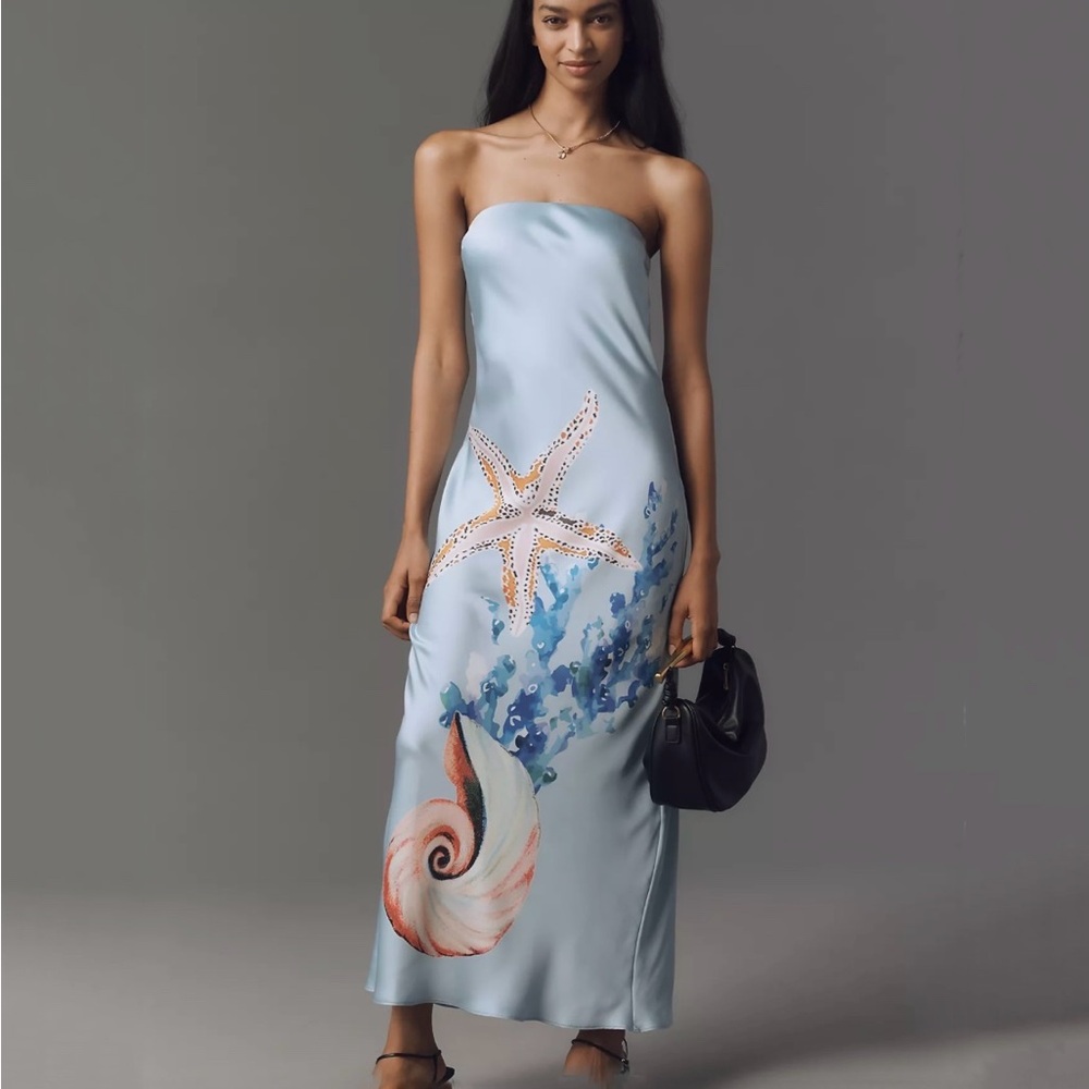Fleur Strapless Satin Maxi Slip Dress